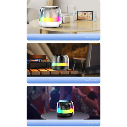 RGB Light Bluetooth 5.3 Speaker, Heavy Bass Portable TWS Interconnect Desktop TF Card Mini Audio Speaker—Black