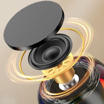 RGB Light Bluetooth 5.3 Speaker, Heavy Bass Portable TWS Interconnect Desktop TF Card Mini Audio Speaker—White
