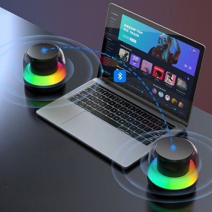 RGB Light Bluetooth 5.3 Speaker, Heavy Bass Portable TWS Interconnect Desktop TF Card Mini Audio Speaker—White