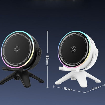 Bluetooth Speaker 2-in-1 Phone Stand, Dual-Mode RGB Ambient Light, Hi-Fi Stereo Audio—White