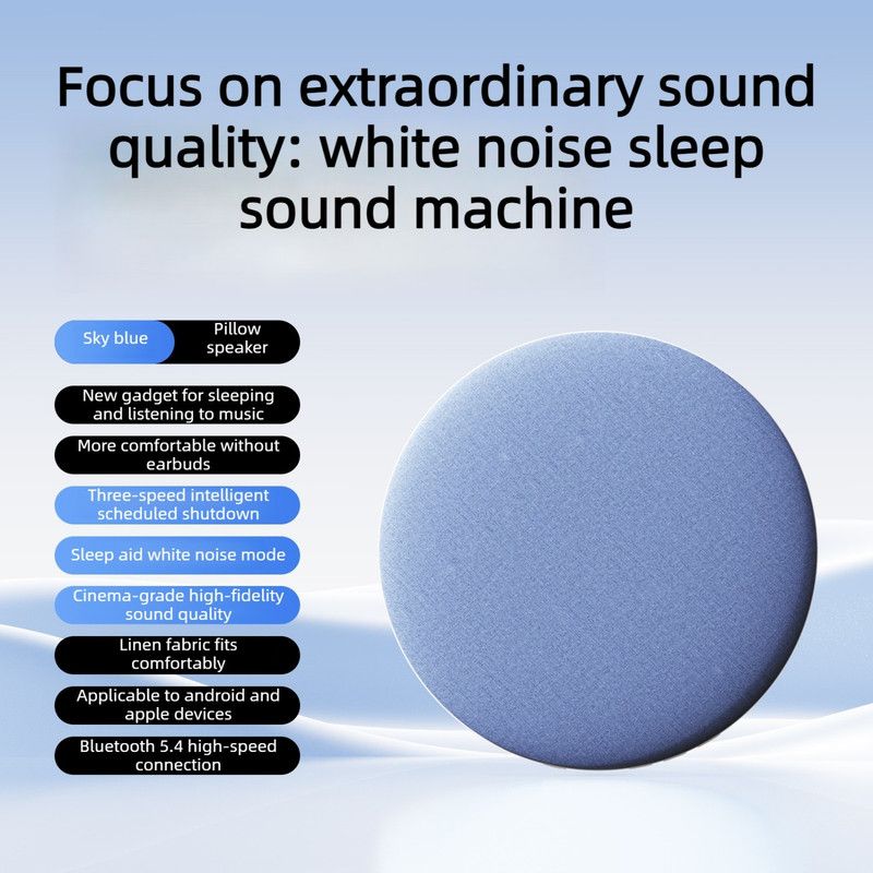 Ultra-Thin Bedside Bluetooth Speaker, White Noise Sleep Aid Speaker with 3-Step Timer—Blue