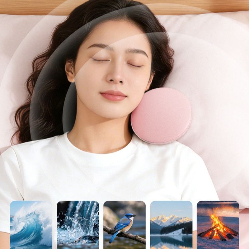 Ultra-Thin Bedside Bluetooth Speaker, White Noise Sleep Aid Speaker with 3-Step Timer—Pink