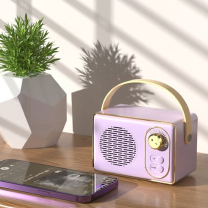 Retro Portable Bluetooth 5.0 Speaker, Mini 360° Surround Stereo Desktop Gift Audio Speaker - Pink