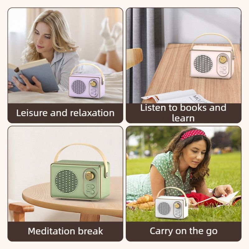 Retro Portable Bluetooth 5.0 Speaker, Mini 360° Surround Stereo Desktop Gift Audio Speaker - White