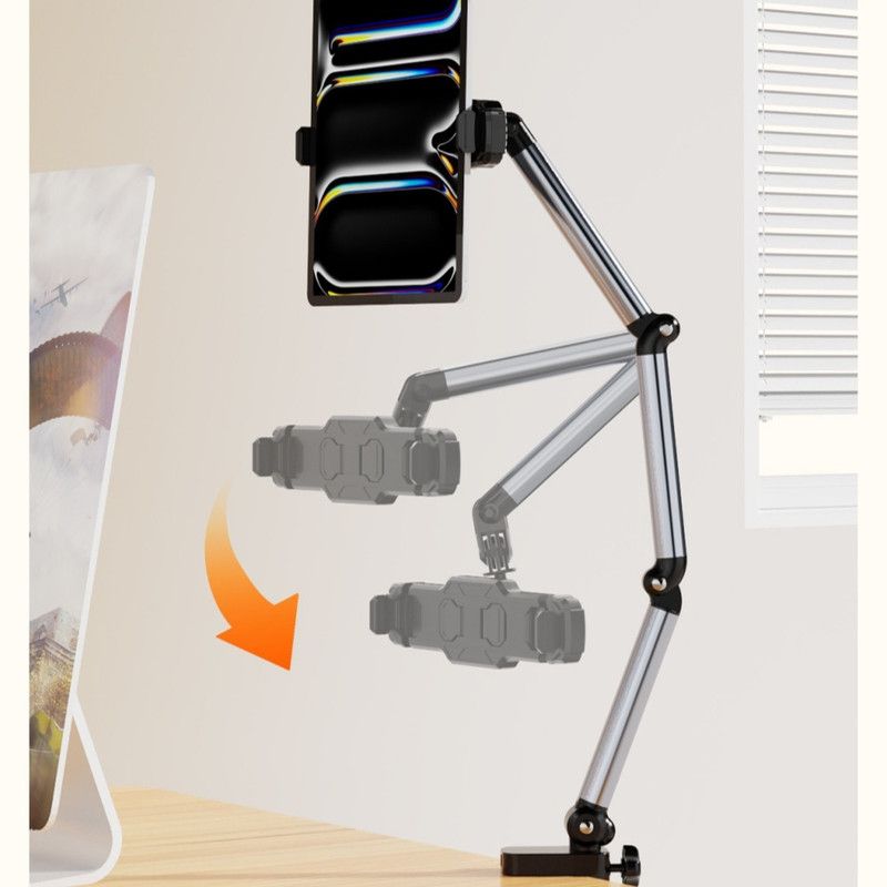 Aluminum Alloy Cantilever Phone Mount, Clamp Lazy Stand For Desk & Bed, Foldable Holder