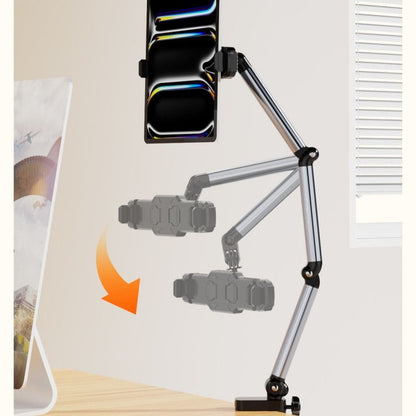 Aluminum Alloy Cantilever Phone Mount, Clamp Lazy Stand For Desk & Bed, Foldable Holder