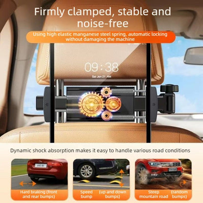 Car Back Seat Headrest Mount, Retractable Foldable Phone & Tablet 2-in-1 Holder For Vehicle Rear Seat