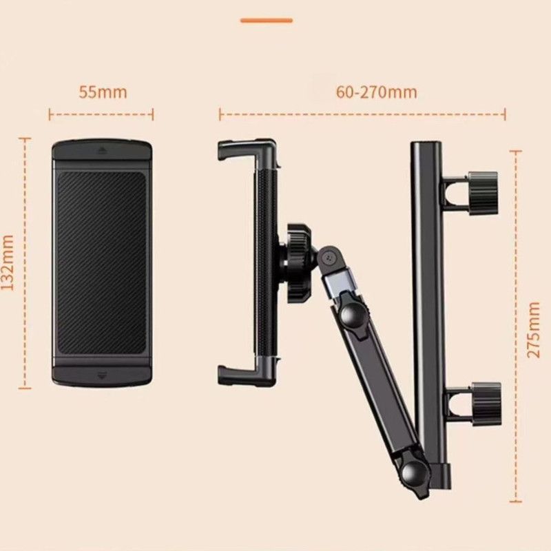 Car Back Seat Headrest Mount, Retractable Foldable Phone & Tablet 2-in-1 Holder For Vehicle Rear Seat