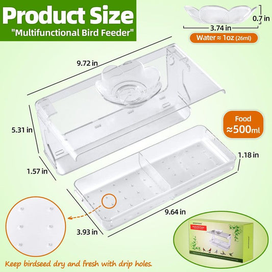 Window Bird Feeder with Non-Marking Self-Adhesive Hooks, Clear and Transparent, Outdoor Wild Bird Watching Gift, Garden Decor