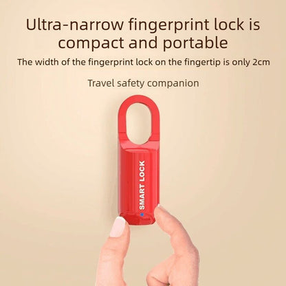 Smart Fingerprint Padlock Portable Luggage Lock Type C Rechargeable Anti Theft Travel Bag Lock-red