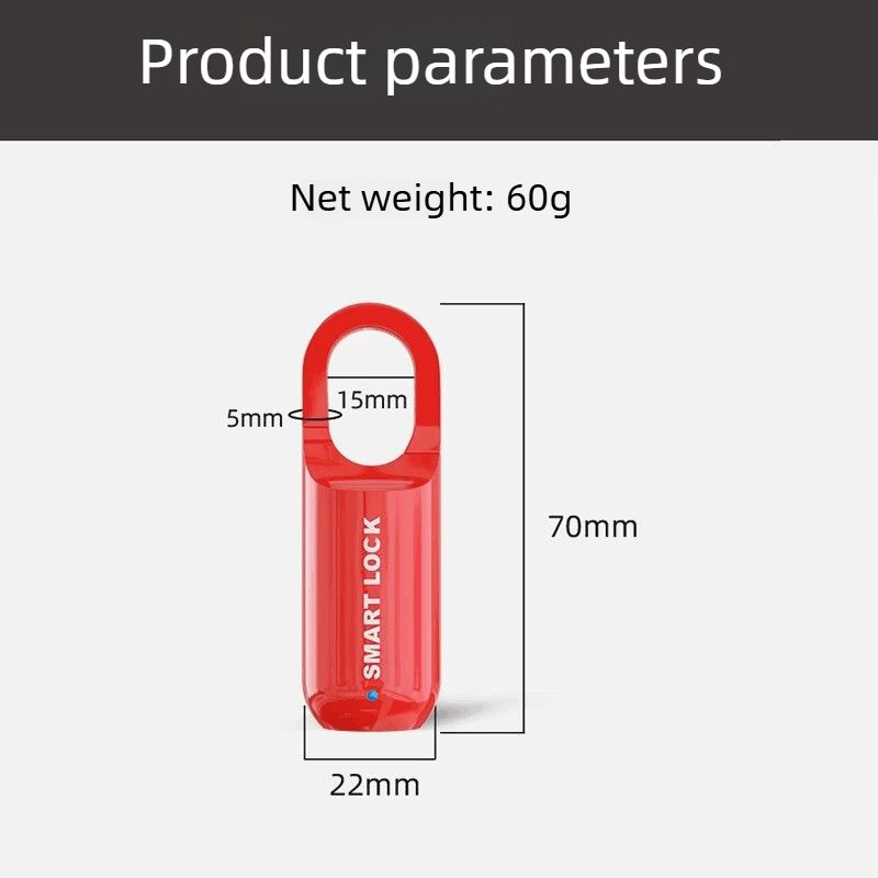 Smart Fingerprint Padlock Portable Luggage Lock Type C Rechargeable Anti Theft Travel Bag Lock-red