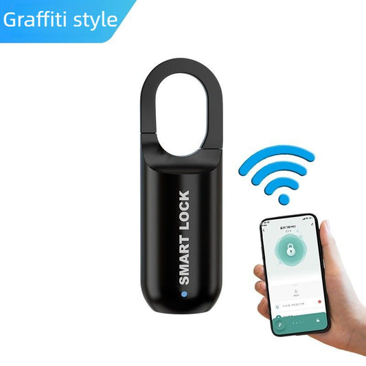 Smart Fingerprint Padlock Portable Luggage Lock Type C Rechargeable Anti Theft Travel Bag Lock-black