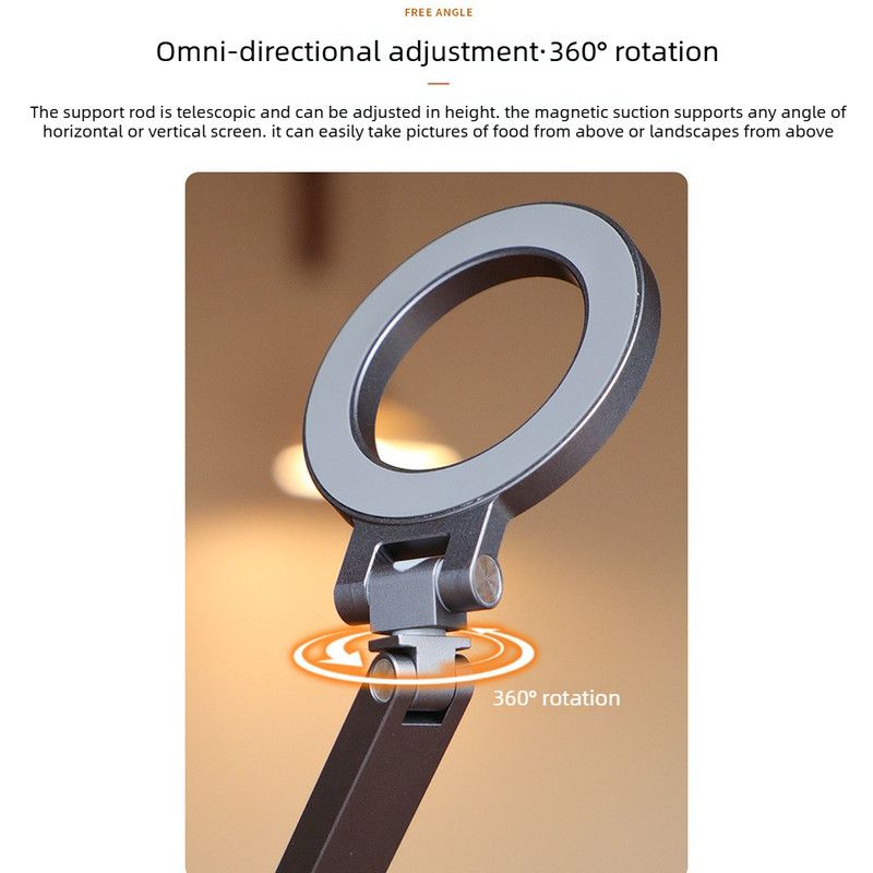 Multi-Axis Foldable Magnetic Phone Tripod Portable Travel MagSafe Compatible Cell Phone Desktop Mount Adjustable Angle Stand