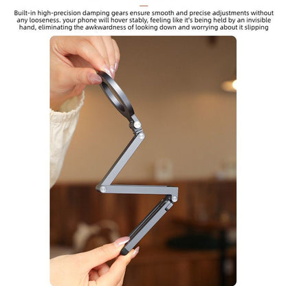 Multi-Axis Foldable Magnetic Phone Tripod Portable Travel MagSafe Compatible Cell Phone Desktop Mount Adjustable Angle Stand