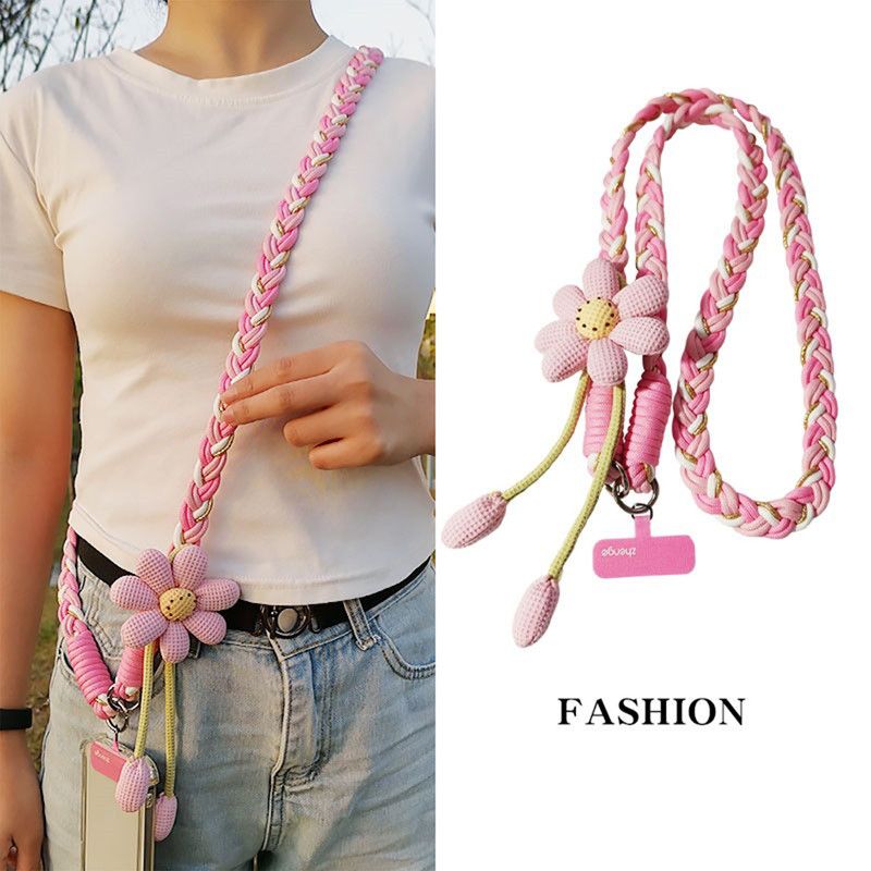 1PC Crossbody Phone Strap, Adjustable Anti-Theft Phone Lanyard, Unisex, Essential for Travel,Pink and white