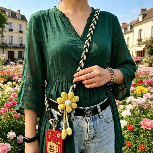 1PC Crossbody Phone Strap, Adjustable Anti-Theft Phone Lanyard, Unisex, Essential for Travel,Black and green