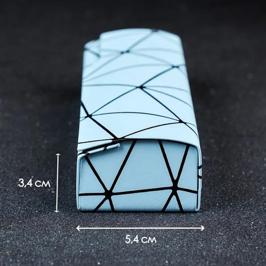 Premium Eyeglass Case - Retro Japanese Style - Sunglass Storage - Fashionable Geometric Pattern - Stylish Eyeglass Case - Durable and Shock-Resistant - Unisex - Blue