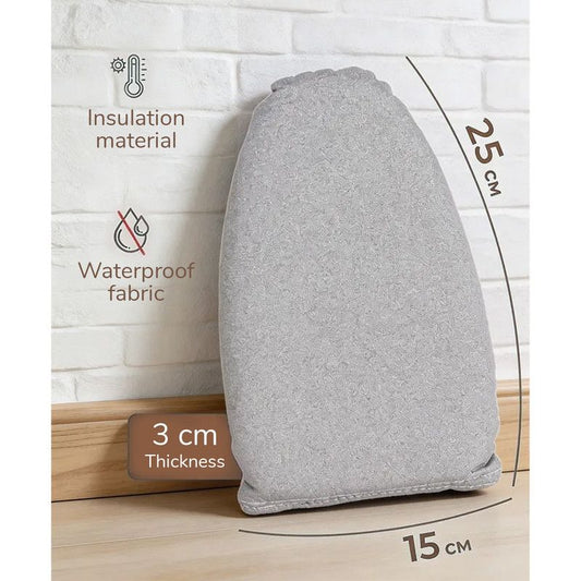 1 piece - Handheld ironing pad - Heat-resistant ironing mat - Portable ironing aid - Ironing tool - Steam glove with finger loops - Mini ironing board - Ironing board - Ironing pad - 24 x 15 cm - Gray