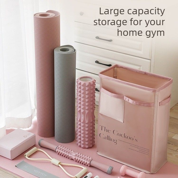 Yoga Mat Storage Basket – Fitness Equipment & Sports Gear Organizer – Rose Pink