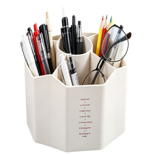 1pc 360 Rotating Plastic Desk Pen Organizer ， Dual-Purpose Art Supply Pencil Cup for Office, School, Home