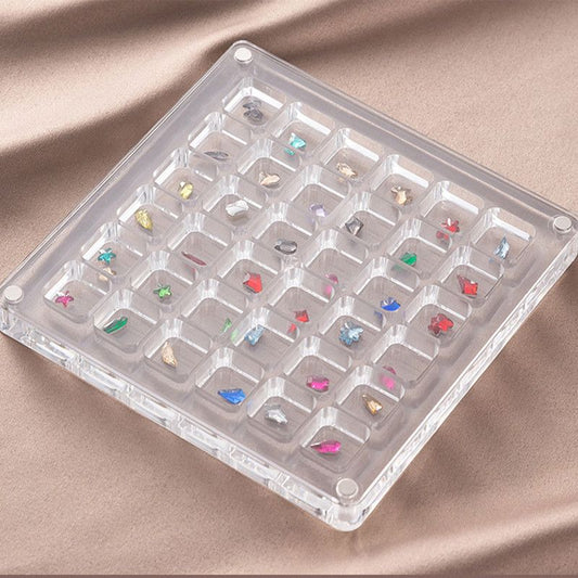 Acrylic Magnetic Seashell Display Box,Clear Sea Shell Display Box,Beach Magnet Storage Organizer Case for Seashell Diamond Beads,36 Grids,Transparent,1 Pack