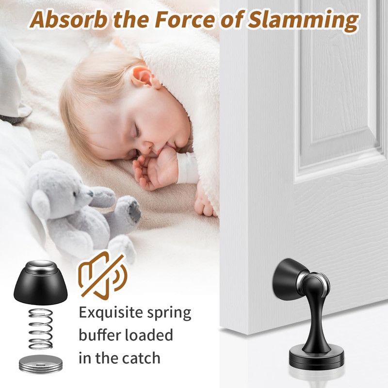 1PC Silent Door Stopper Bedroom Door Anti-Collision Door Catch – Black