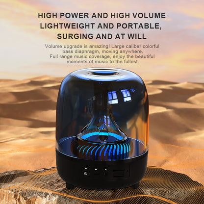Portable Wireless Speaker with 12D Surround Bass, RGB Water Ripple Ambient Light, wireless 5.3, Hands-Free Calling, Wireless Speaker for Home, Outdoor, Party, Compatible with iPhone, Android, Laptop，Grey