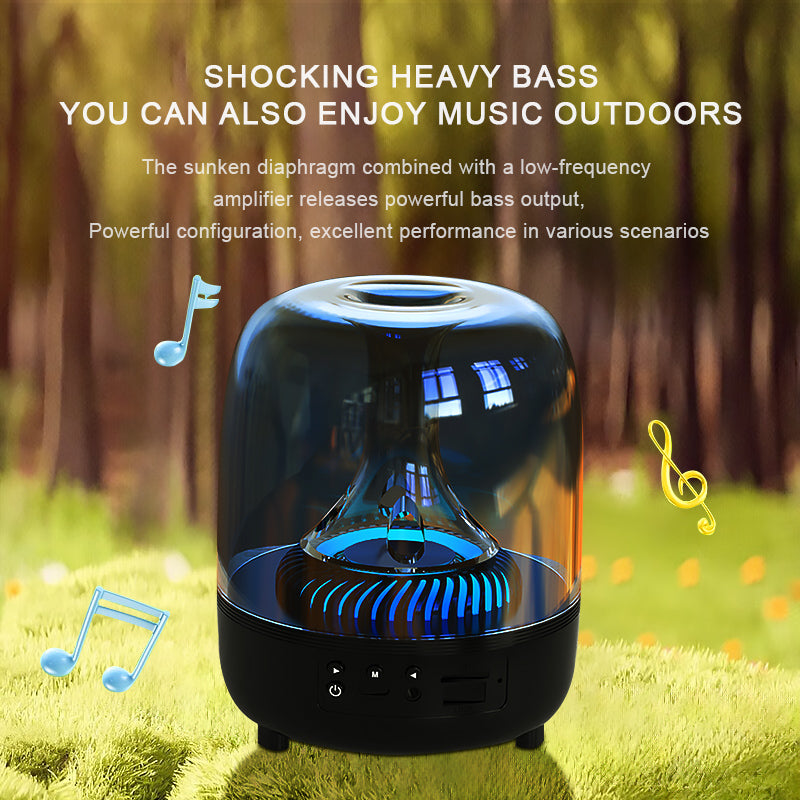 Portable Wireless Speaker with 12D Surround Bass, RGB Water Ripple Ambient Light, wireless 5.3, Hands-Free Calling, Wireless Speaker for Home, Outdoor, Party, Compatible with iPhone, Android, Laptop，Grey