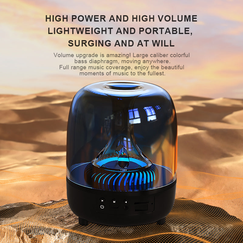 Portable Wireless Speaker with 12D Surround Bass, RGB Water Ripple Ambient Light, wireless 5.3, Hands-Free Calling, Wireless Speaker for Home, Outdoor, Party, Compatible with iPhone, Android, Laptop, Red