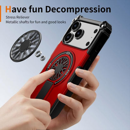 Armor Heavy Duty Magnetic Rotating Ring Kickstand Phone Case For iPhone 14 Pro Max, Anti-Drop Protective Cover In Red