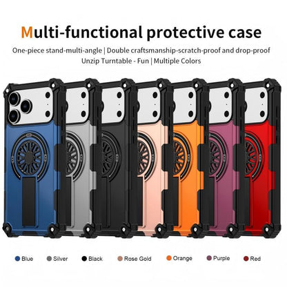 Armor Heavy Duty Magnetic Rotating Ring Kickstand Phone Case For iPhone 14 Plus, Anti-Drop Protective Cover In Black