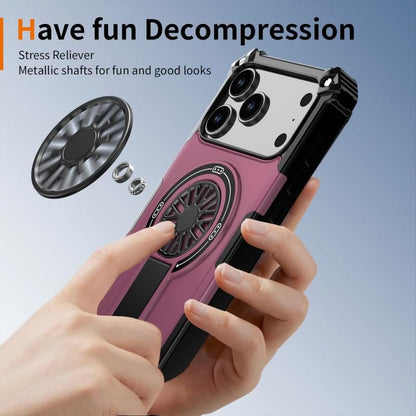 Armor Heavy Duty Magnetic Rotating Ring Kickstand Phone Case For iPhone 16 Pro Max, Anti-Drop Protective Cover In Purple