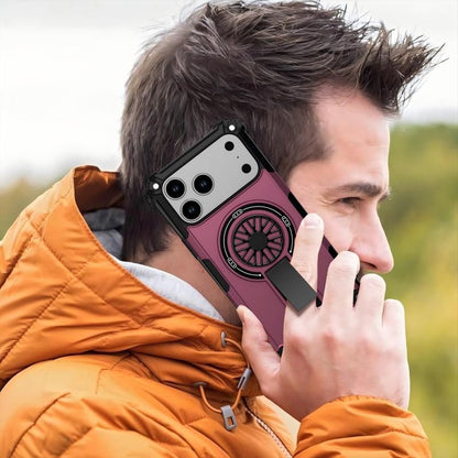 Armor Heavy Duty Magnetic Rotating Ring Kickstand Phone Case For iPhone 14 Pro Max, Anti-Drop Protective Cover In Purple