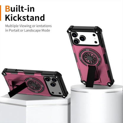 Armor Heavy Duty Magnetic Rotating Ring Kickstand Phone Case For iPhone 14 Pro Max, Anti-Drop Protective Cover In Purple