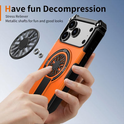 Armor Heavy Duty Magnetic Rotating Ring Kickstand Phone Case For iPhone 17, Anti-Drop Protective Cover In Orange