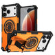 Armor Heavy Duty Magnetic Rotating Ring Kickstand Phone Case For iPhone 16 Pro, Anti-Drop Protective Cover In Orange