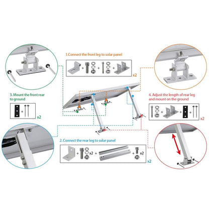 Solar Panel Holder Set 15 to 30 Degrees Adjustable Bracket Solar Panel Mount Bracket Set