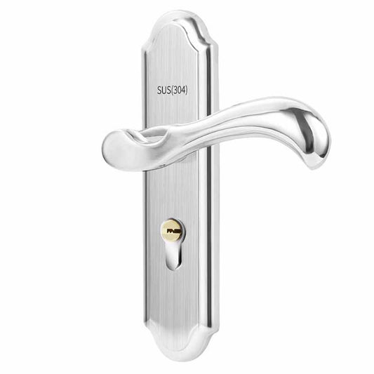 Keyed Entry Door Lock Silent Double Latch Irregular Stainless Steel Door Handle Lock for Bedroom Hotel Balcony