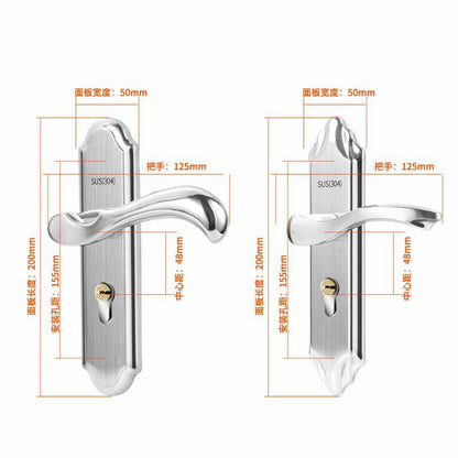 Keyed Entry Door Lock Silent Double Latch Irregular Stainless Steel Door Handle Lock for Bedroom Hotel Balcony