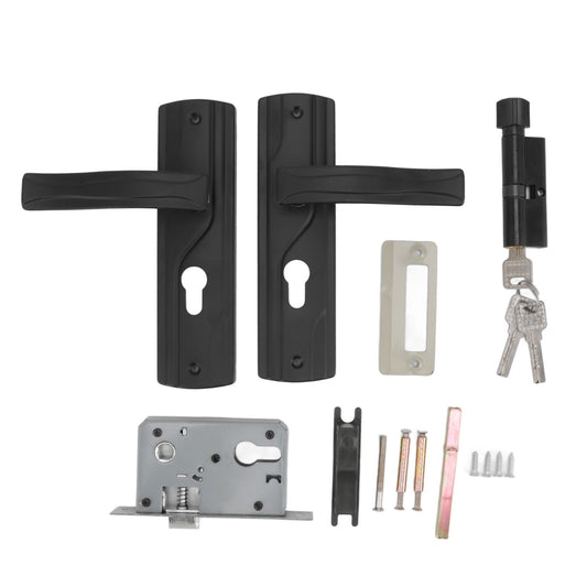 Door Handle Lock Manganese Steel Silent Bearing Universal Door Lever Lock Set with Keys for Home Bedroom Black