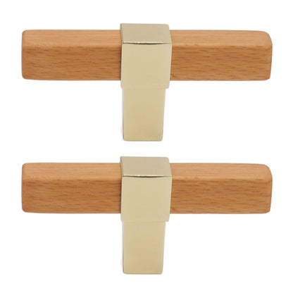 2 Pcs Wooden Cabinet Pulls Single Hole Door Pull Handle Knobs For Kitchen Drawer Cupboard Closet Golden