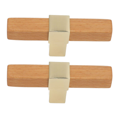 2 Pcs Wooden Cabinet Pulls Single Hole Door Pull Handle Knobs For Kitchen Drawer Cupboard Closet Golden