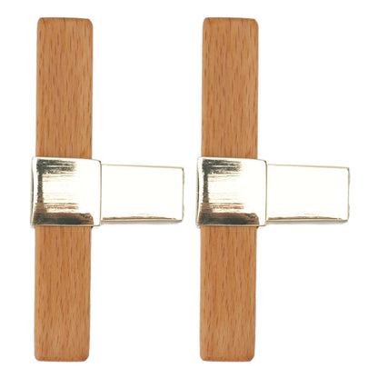 2 Pcs Wooden Cabinet Pulls Single Hole Door Pull Handle Knobs For Kitchen Drawer Cupboard Closet Golden