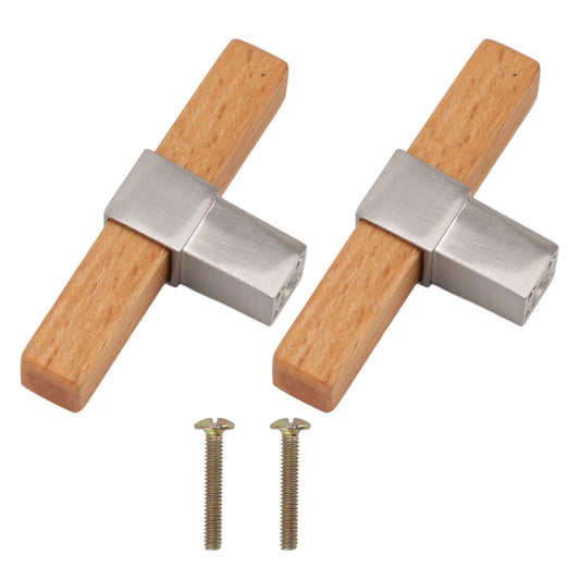 2 Pcs Wooden Cabinet Pulls Single Hole Door Pull Handle Knobs For Kitchen Drawer Cupboard Closet Brushed Silver