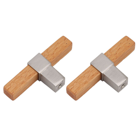 2 Pcs Wooden Cabinet Pulls Single Hole Door Pull Handle Knobs For Kitchen Drawer Cupboard Closet Brushed Silver