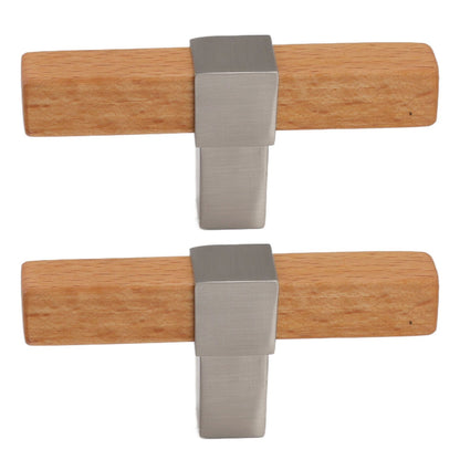 2 Pcs Wooden Cabinet Pulls Single Hole Door Pull Handle Knobs For Kitchen Drawer Cupboard Closet Brushed Silver