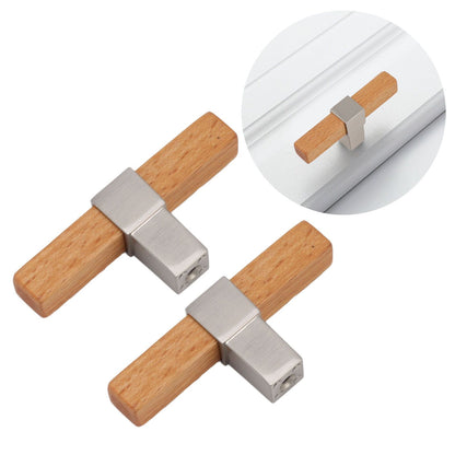 2 Pcs Wooden Cabinet Pulls Single Hole Door Pull Handle Knobs For Kitchen Drawer Cupboard Closet Brushed Silver