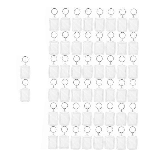 50Pcs Photo Insert Keychain Acrylic Blank Transparent Photo Picture Frame Keyring