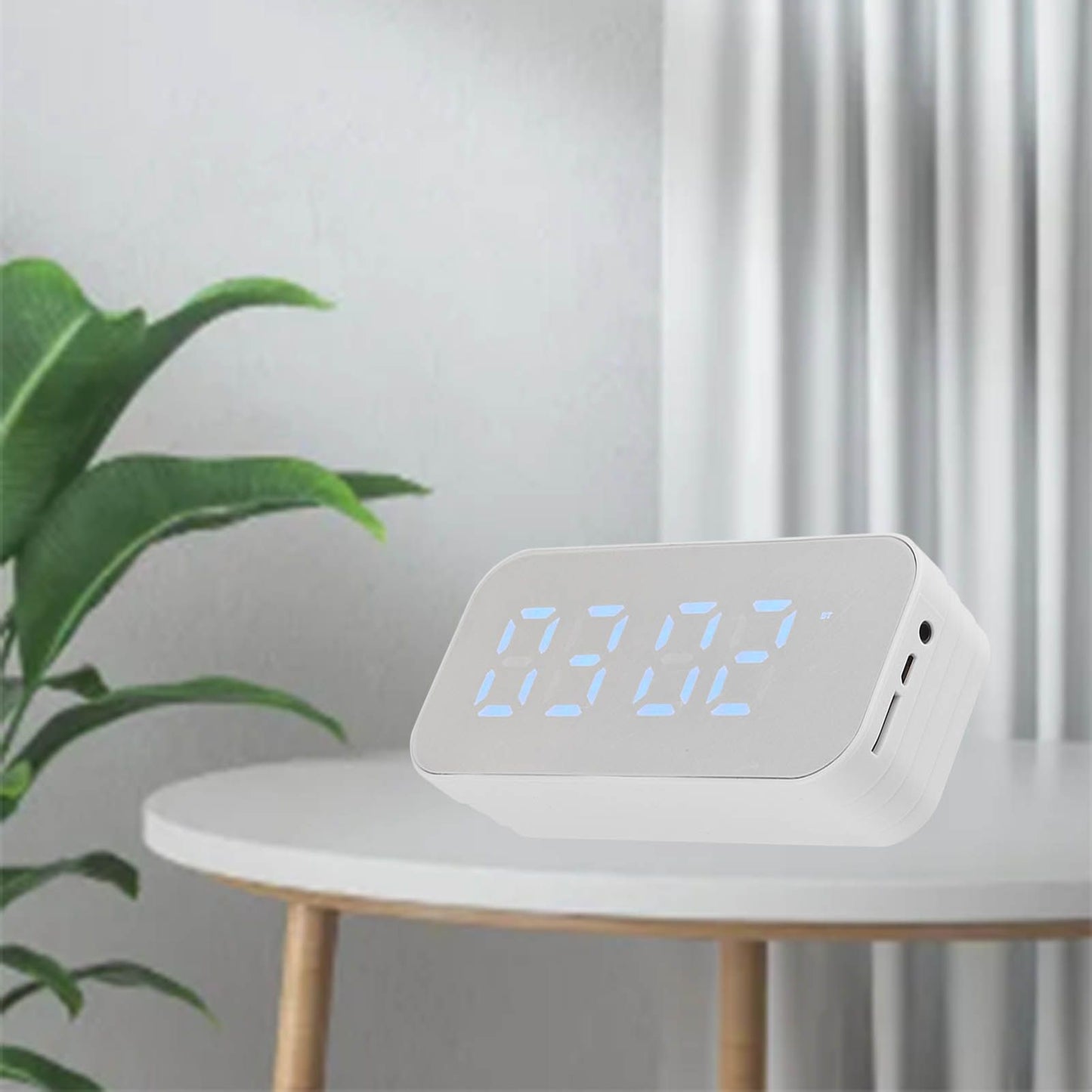 Alarm Clock Bluetooth Speaker High Volume Multifunctional Portable Mini Wireless Speaker for Outdoor and Home White