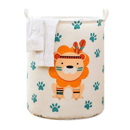 Dirty Laundry Basket Foldable Clothes Toys Sundries Basket Home Toilet Bathroom Storage Bucket Lion 100L